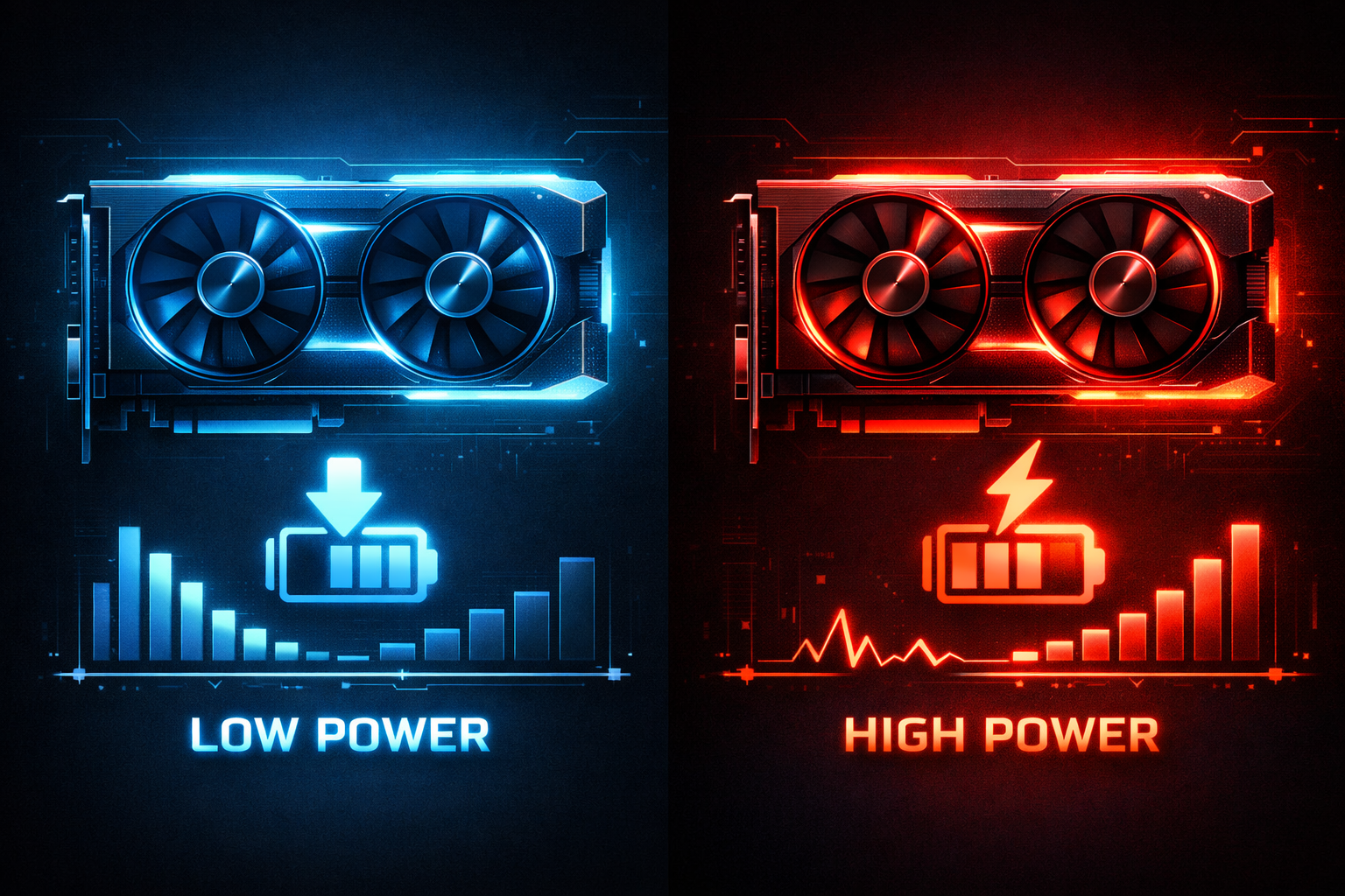 Gráfico de eficiencia energética comparando RX 9060 XT vs RTX 5060 Ti