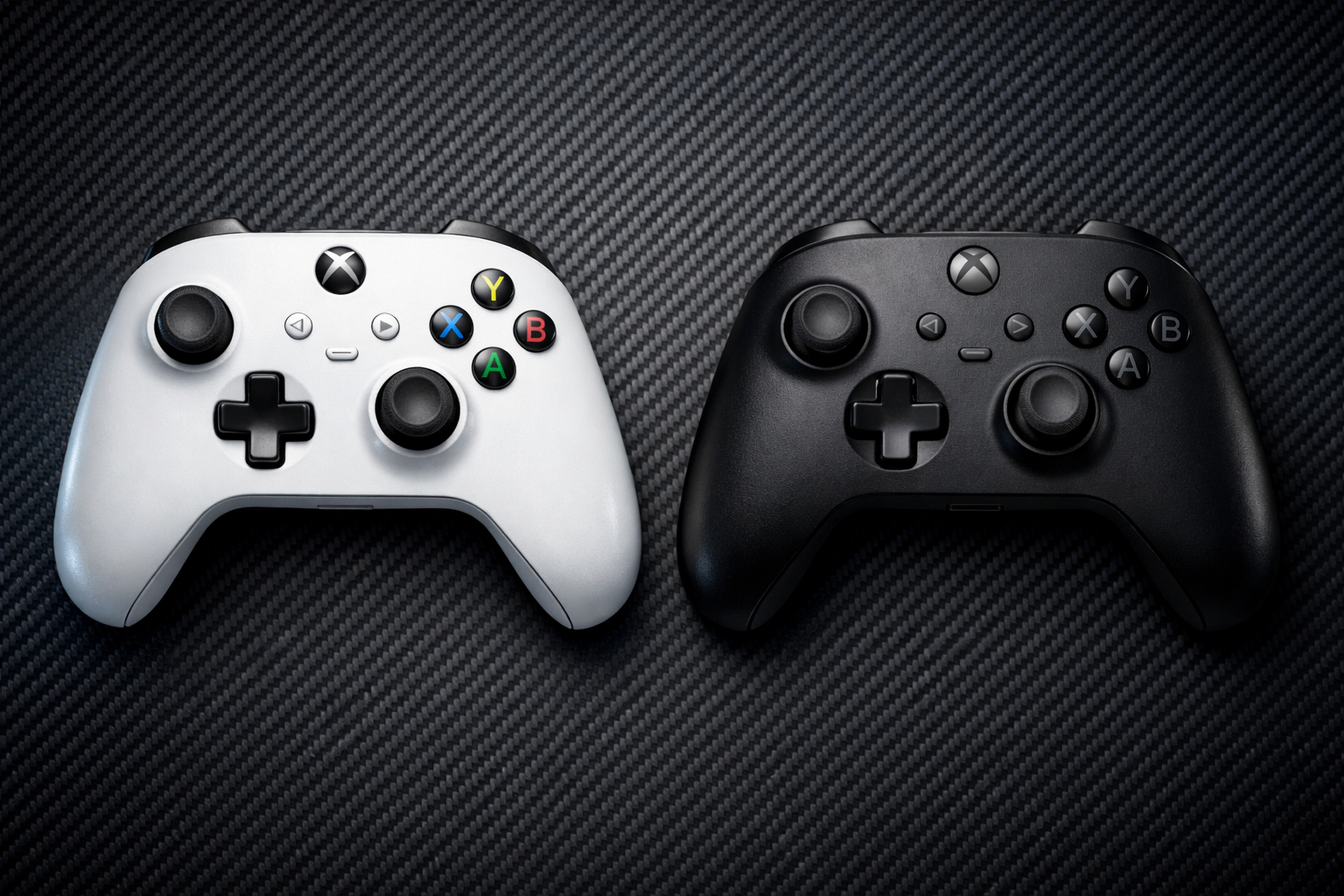 Mando DualSense de PS5 y mando Xbox Elite Series 2 sobre mesa de escritorio gaming