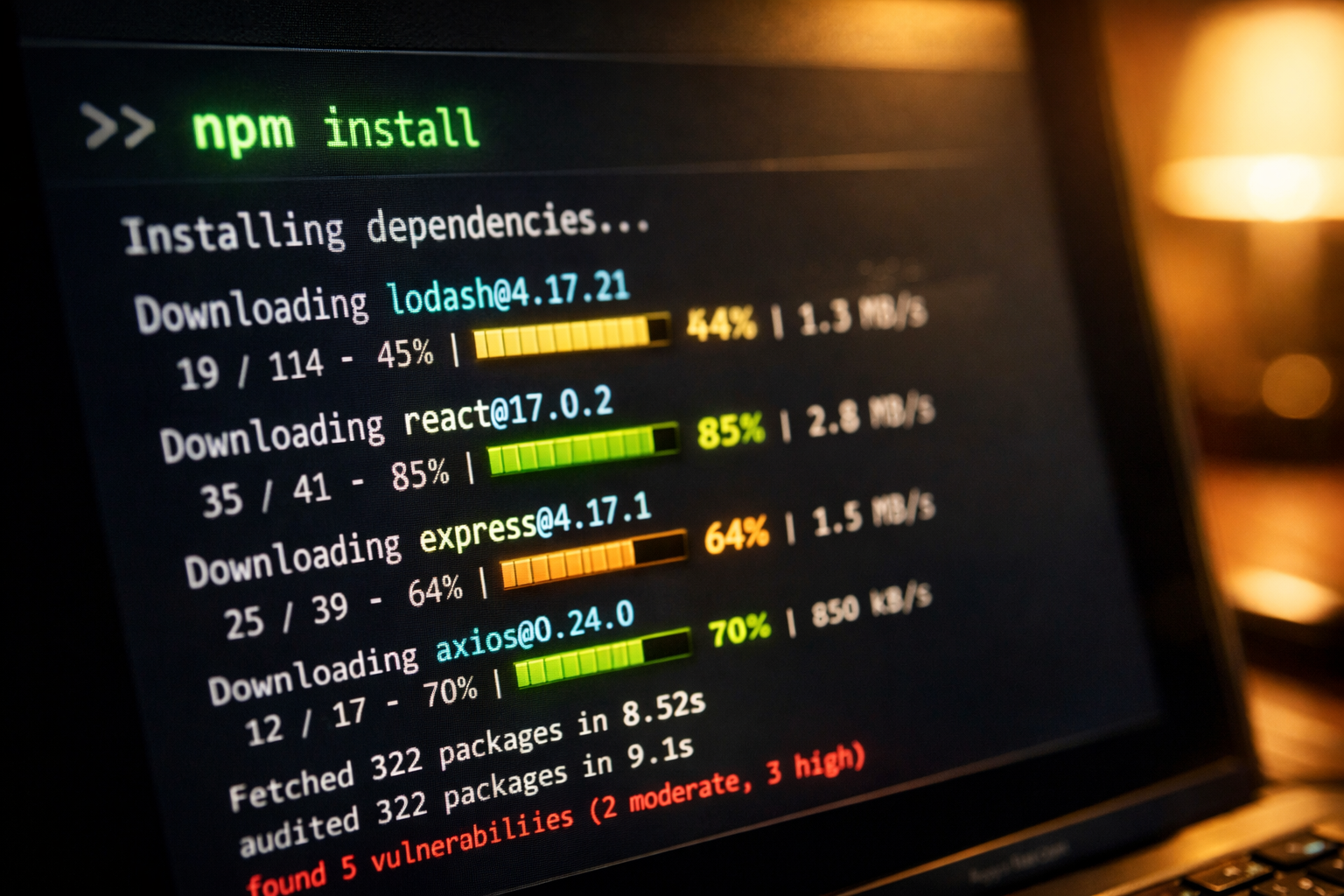 Captura de terminal mostrando la instalación global de Claude Code mediante npm