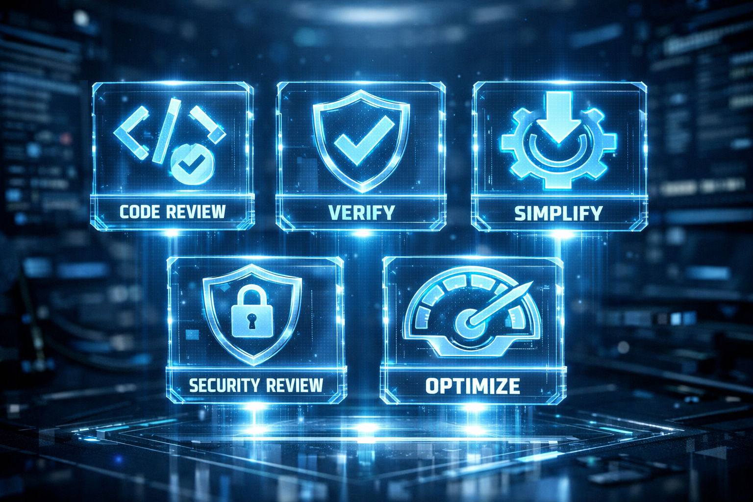 Lista de skills disponibles en Claude Code: code-review, verify, simplify, security-review