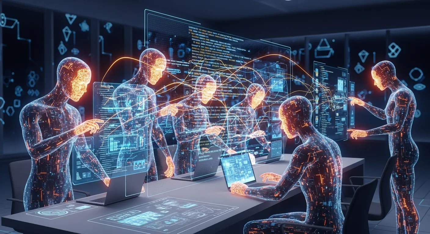 Diagrama de equipos de agentes Claude Code trabajando en paralelo en un proyecto