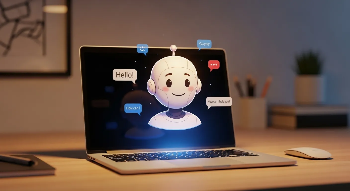Interfaz de chatbot con inteligencia artificial en una pantalla moderna
