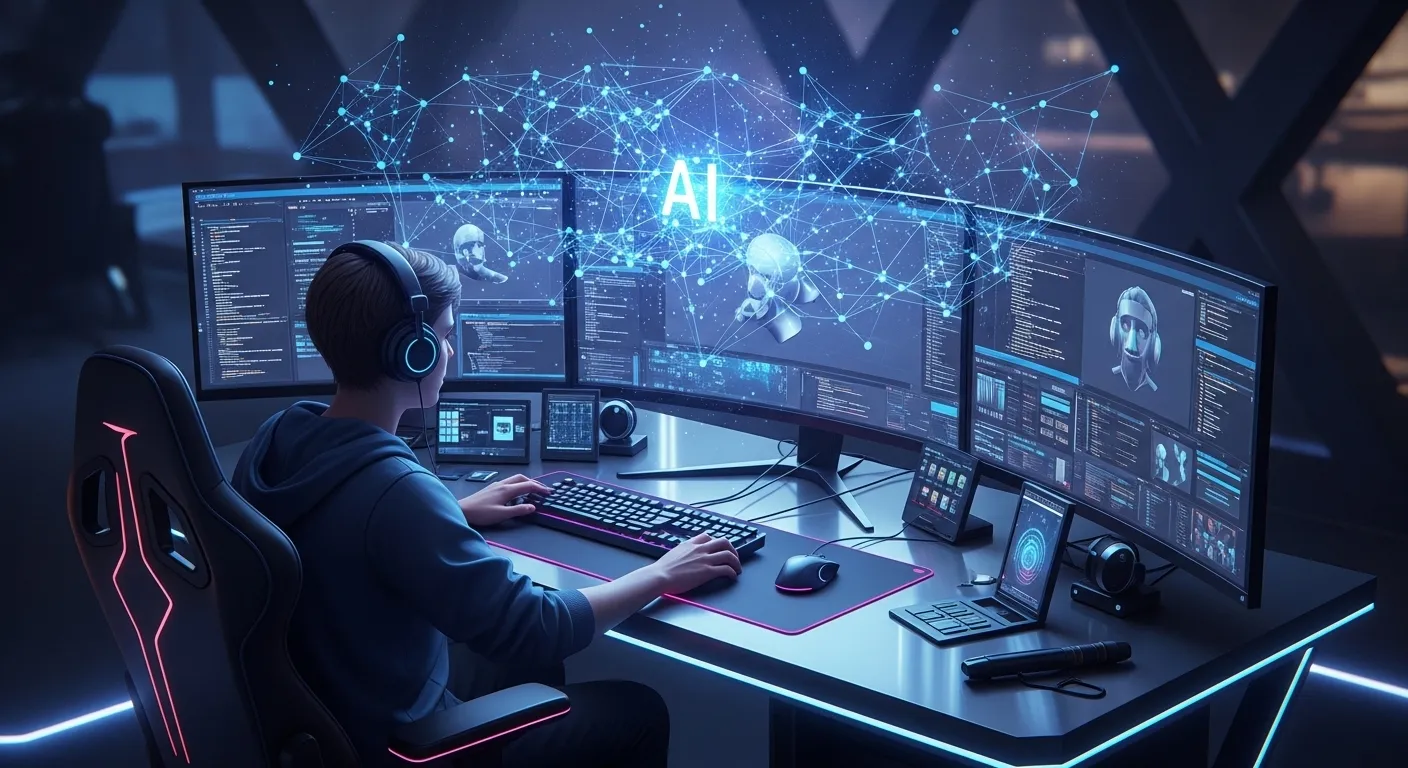 Amanecer sobre una ciudad futurista con elementos de videojuegos, representando esperanza de recuperación