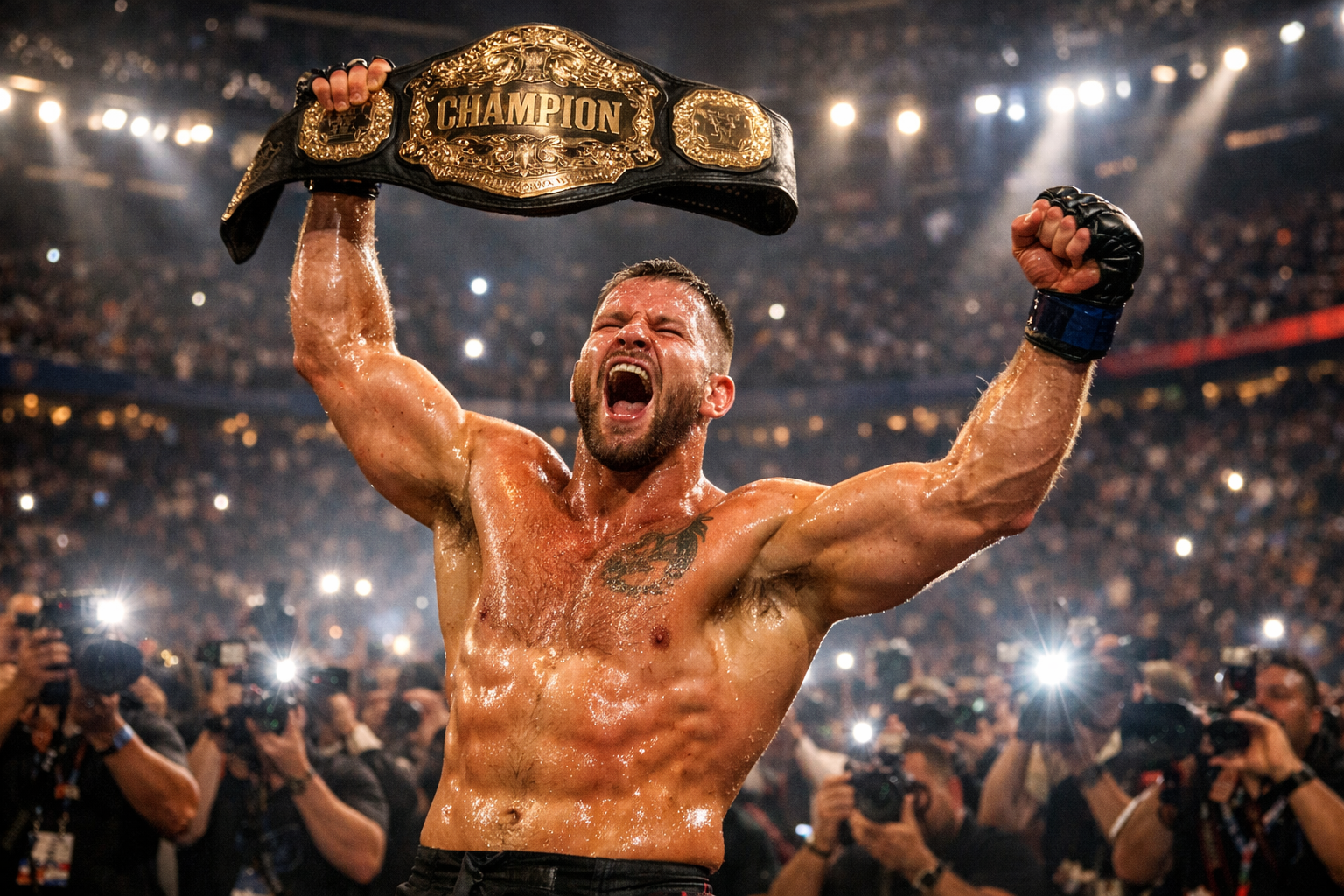 Modo carrera Become a Champion de EA Sports UFC 6 con peleador entrenando en gimnasio