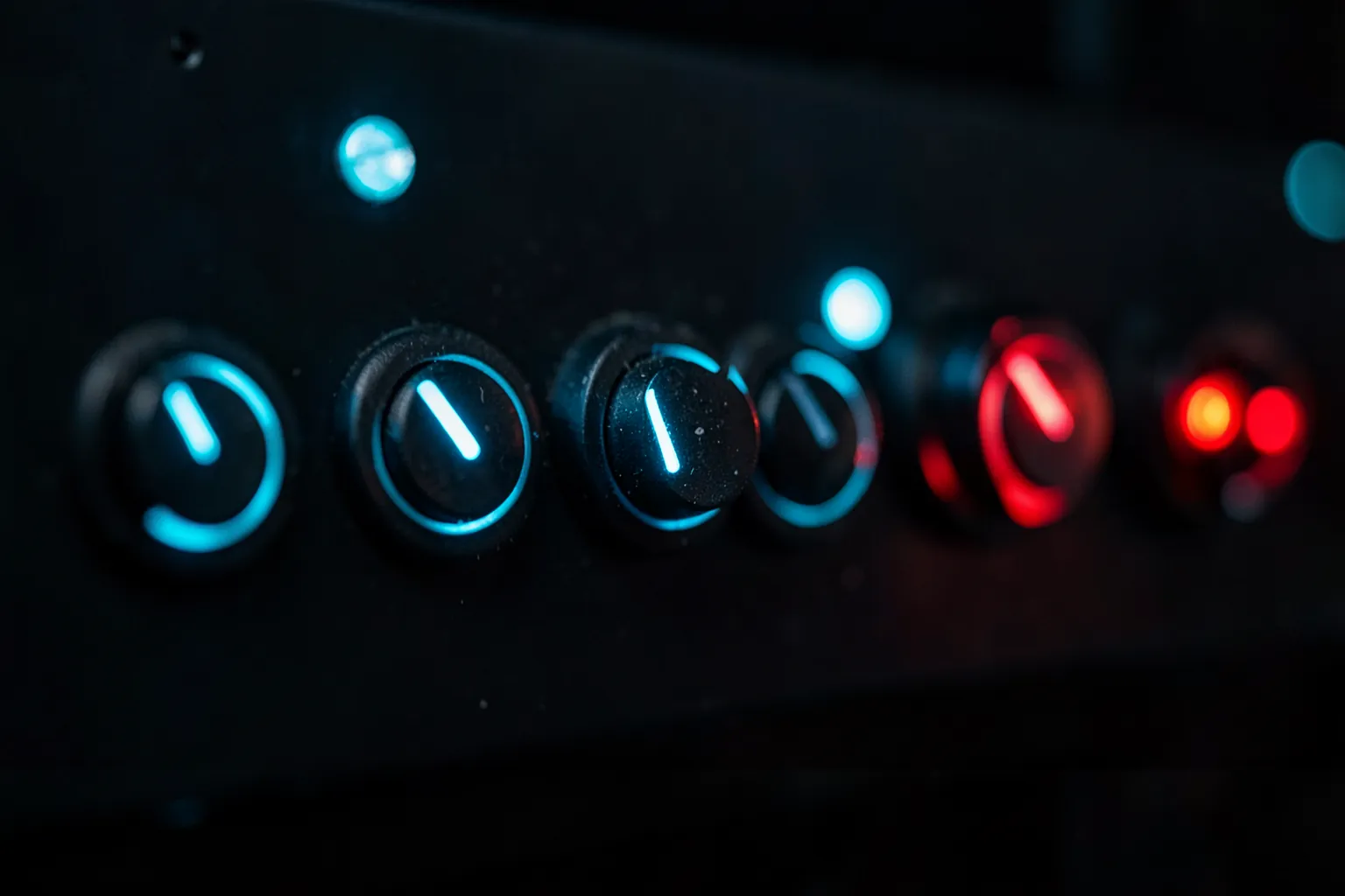 Panel de control de permisos con interruptores en distintas posiciones