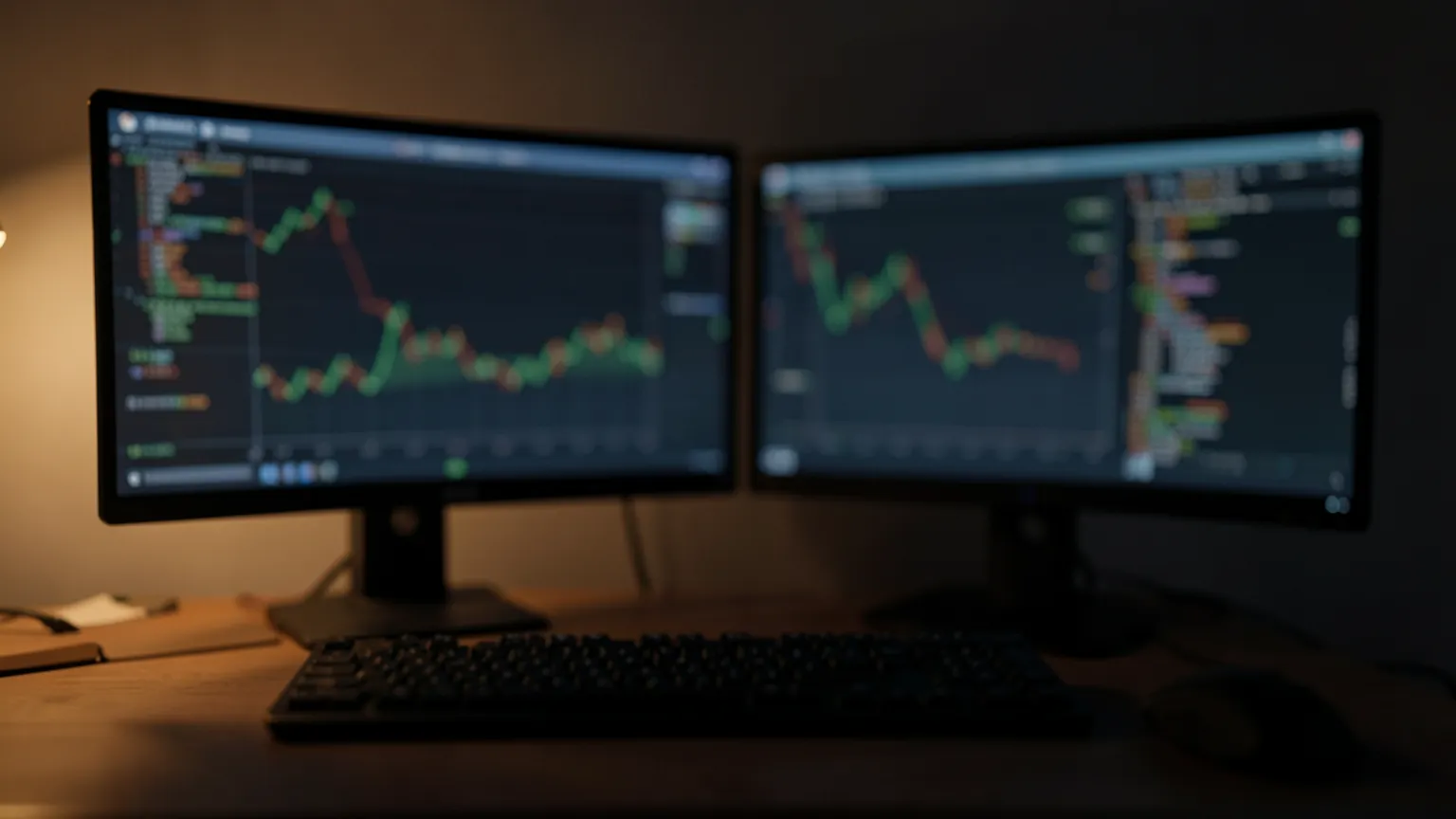 Escritorio con dos pantallas mostrando graficas de rendimiento y una terminal abierta