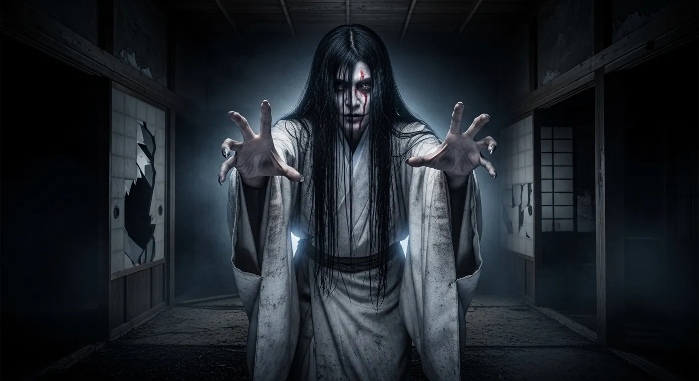 Un espíritu vengativo atacando a Mio en la Aldea Minakami en Fatal Frame II Remake