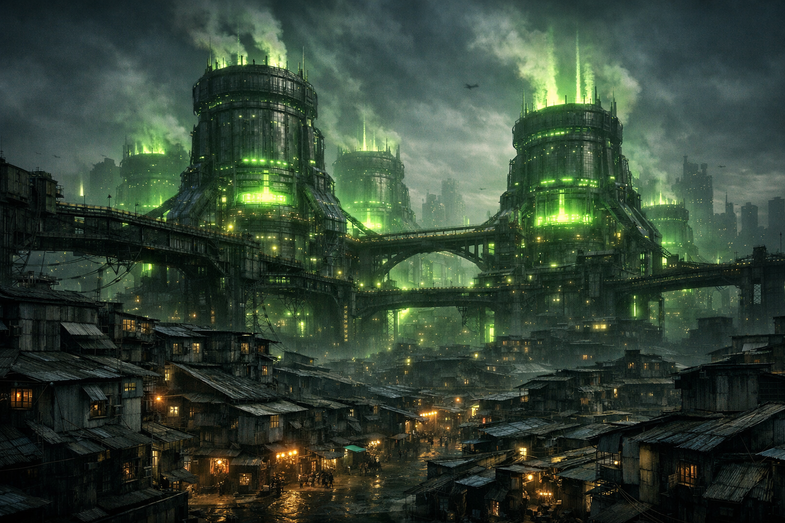 Vista nocturna de Midgar la ciudad distópica en Final Fantasy VII Remake Intergrade Switch 2