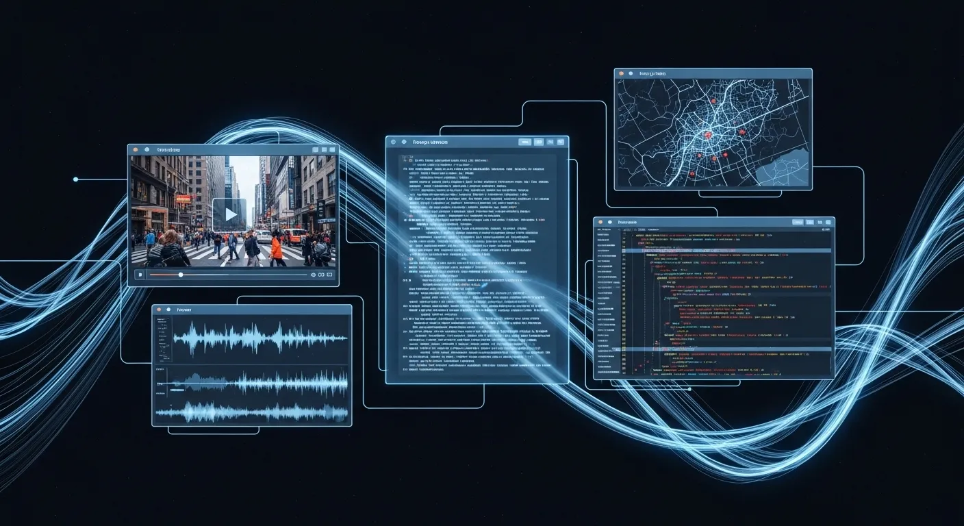 Capacidades multimodales de Gemini 3.1 Pro procesando texto, imagen y código