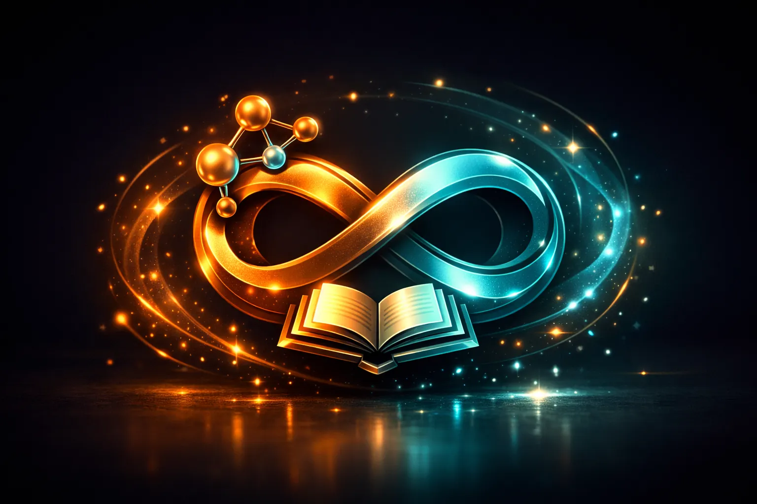 Ilustración conceptual del emblema y misión de Discovery Loop con motivo de bucle recursivo entre experimentos e IA