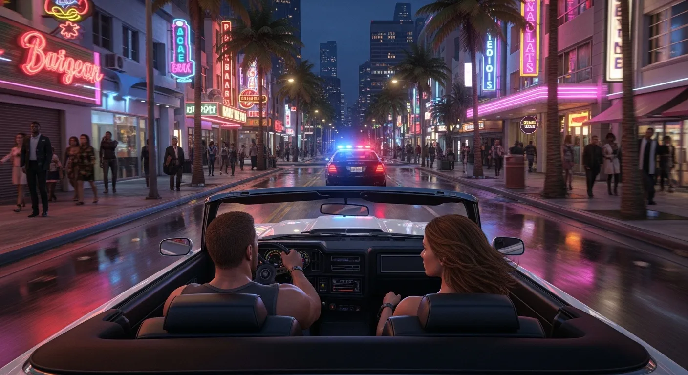 Gameplay de GTA VI - Conduciendo por Vice City de noche