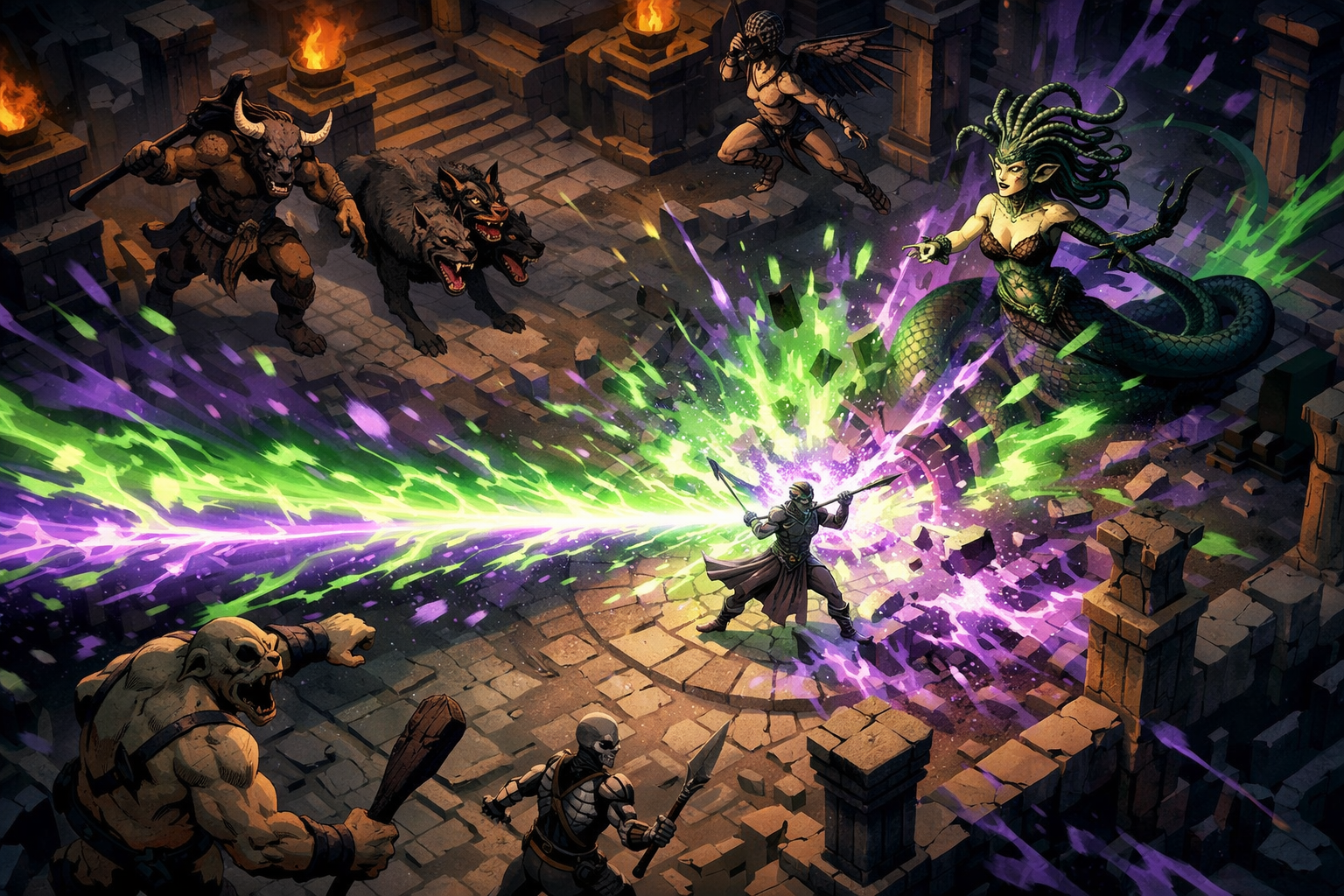 Melinoë usando ataques Omega con magia en combate de Hades II