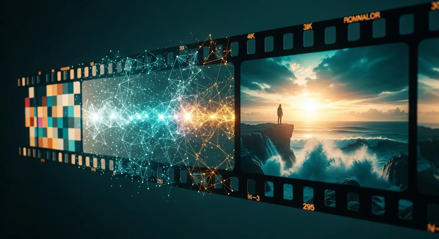 Representación visual de Kling 3.0 generando vídeo en 4K con inteligencia artificial