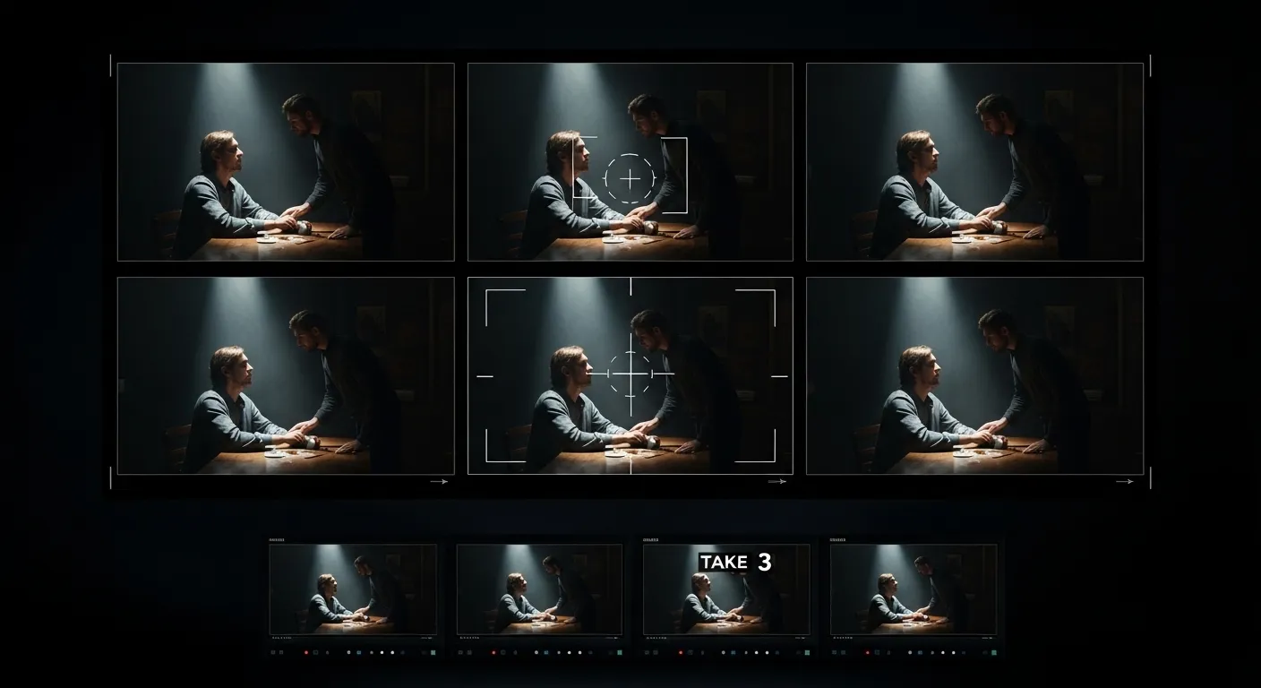 Ejemplo de secuencia multi-toma generada por Kling 3.0 con diferentes ángulos de cámara