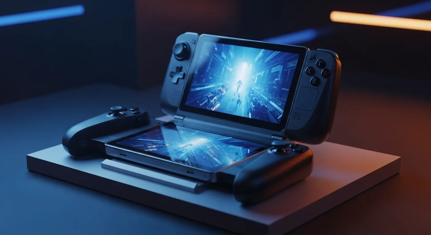 Lenovo Legion Go Fold Concept desplegada mostrando su pantalla POLED