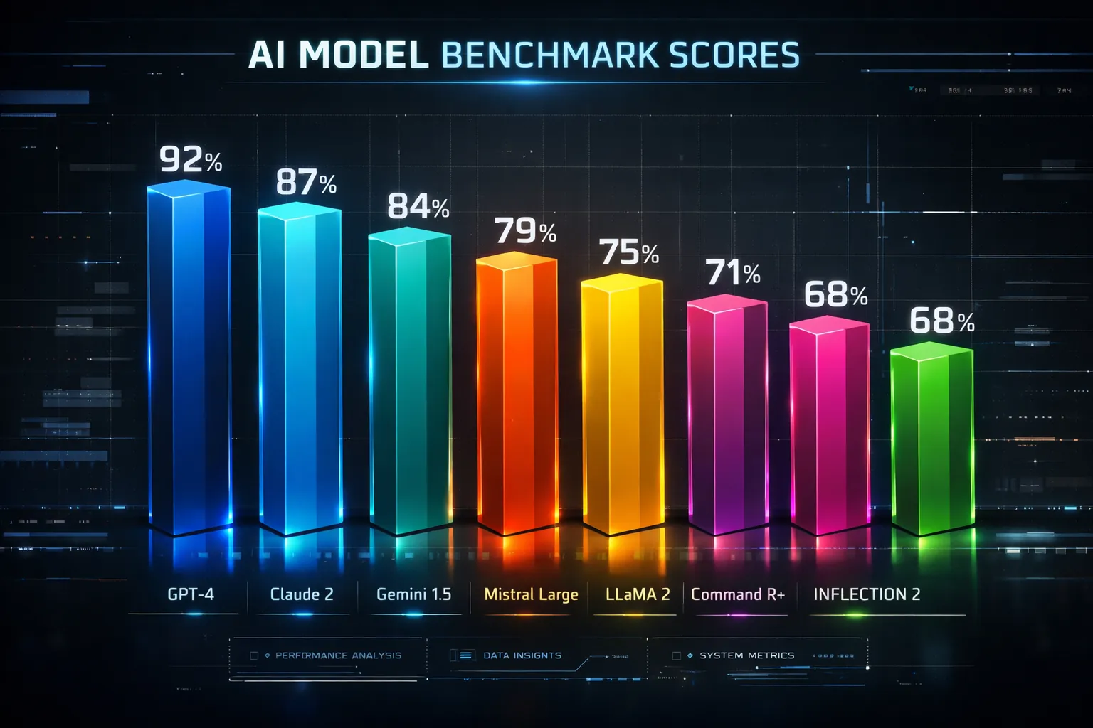 Gráfico de barras comparando puntuaciones de SWE-Bench y MMLU entre Claude Opus 5, GPT-5.6 y Gemini 3.6 Pro
