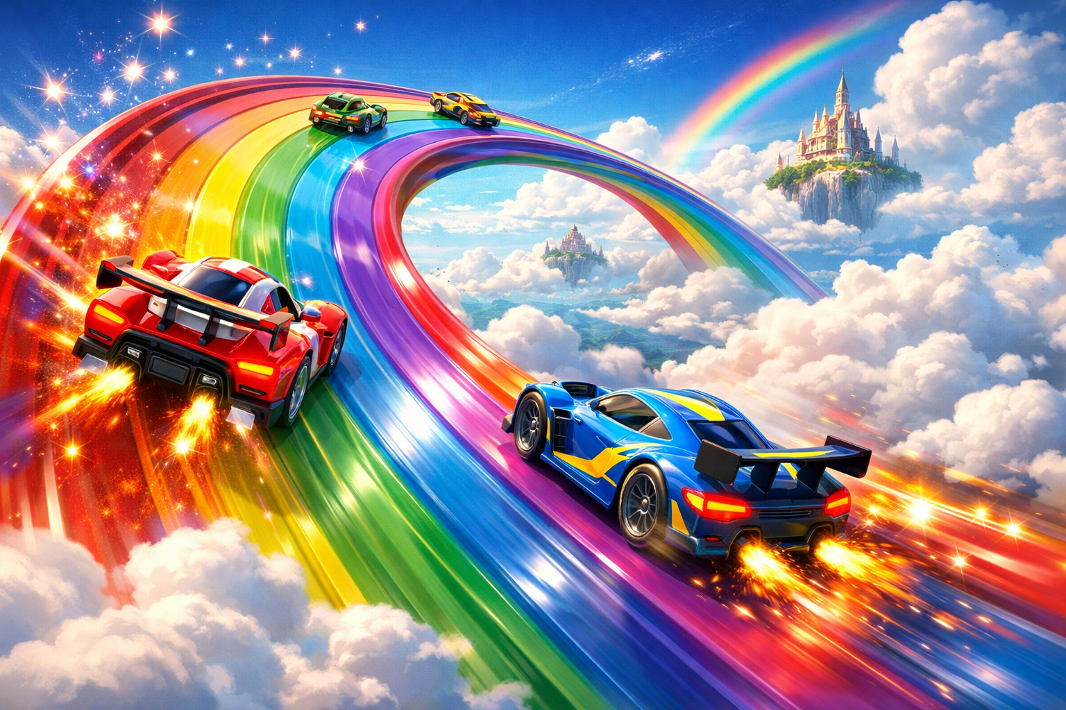 Escena de carrera multicolor en Mario Kart World para Nintendo Switch 2
