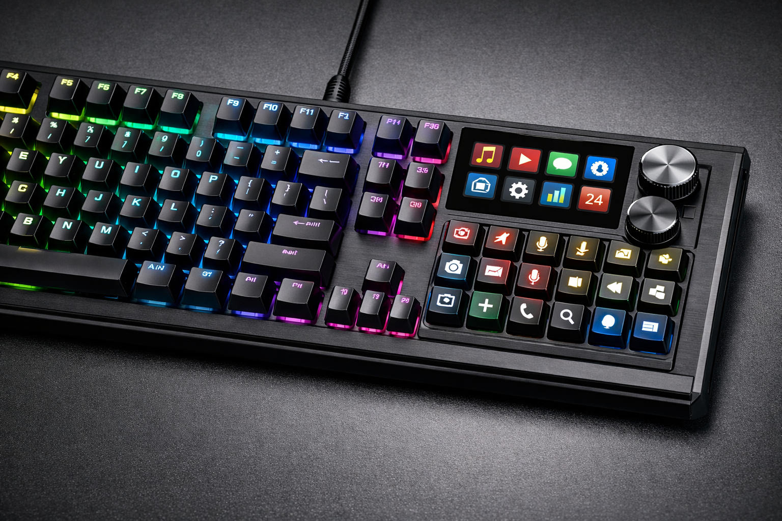 Corsair Galleon 100 SD teclado gaming con Stream Deck integrado 12 teclas LCD 2 diales y pantalla LCD de 5 pulgadas