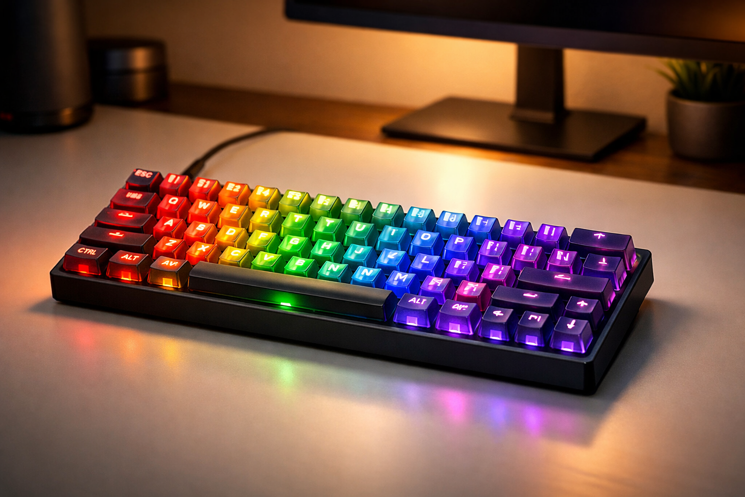 Wooting 60HE V2 teclado gaming Hall Effect formato 60 por ciento con switches Lekker Gen 3 y chasis de aluminio opcional