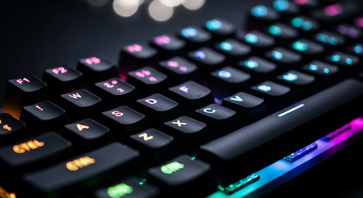 Teclado mecánico gaming con keycaps PBT e iluminación RGB detallada