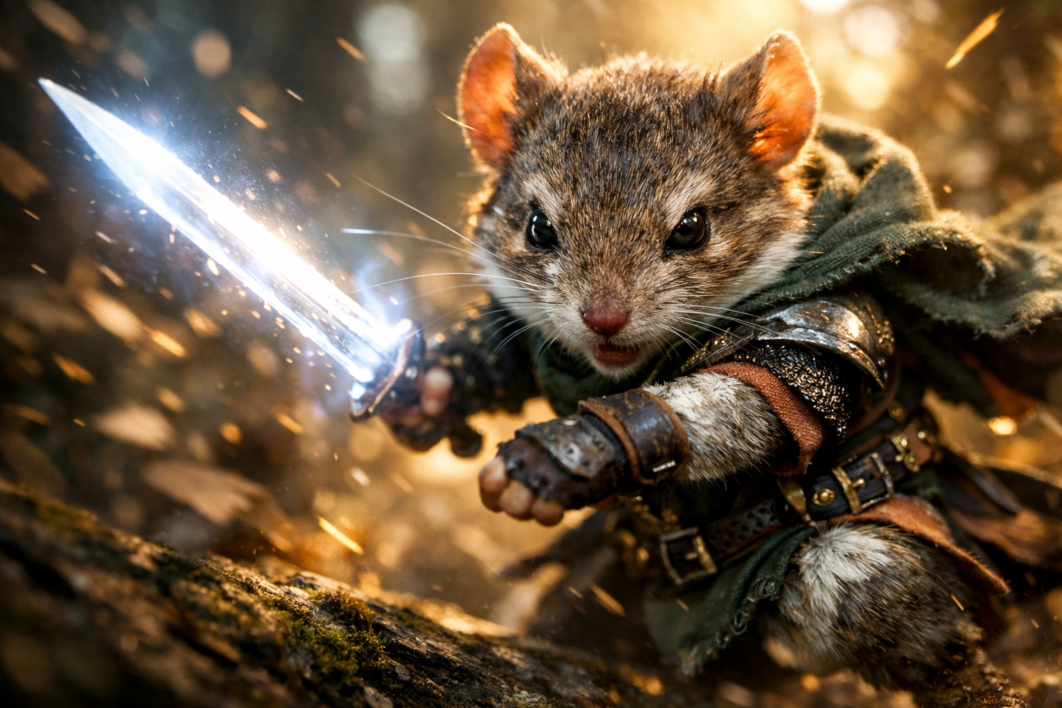 Tiny hero fantasy adventure game brave warrior sword combat cinematic lighting