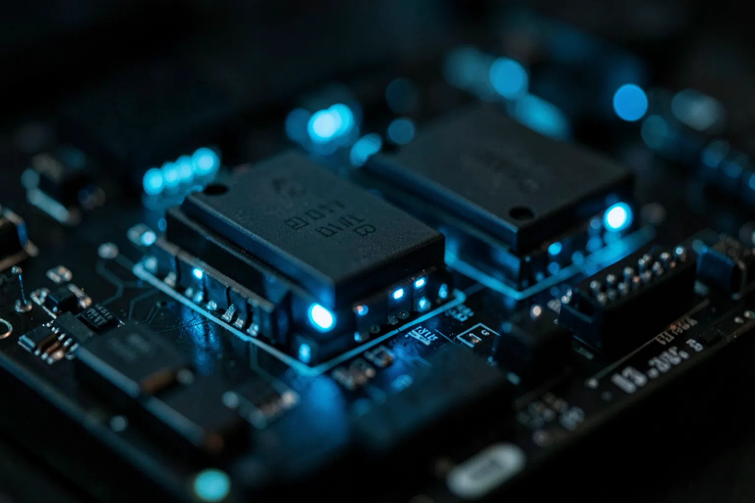 Modulos de memoria iluminados sobre una placa base