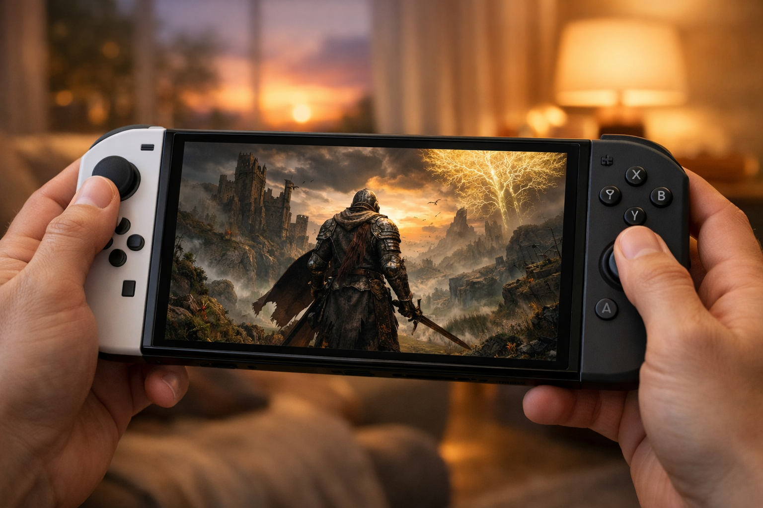 Elden Ring en modo portátil sobre Nintendo Switch 2 mostrando las Tierras Intermedias