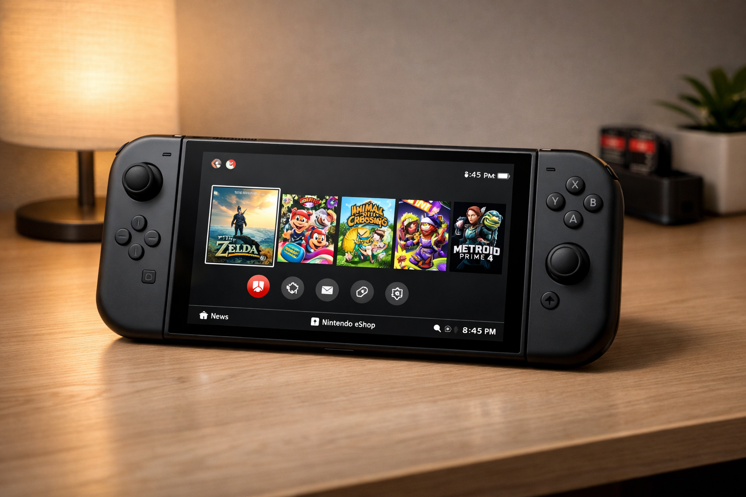 Nintendo Switch 2 en modo sobremesa con dock y mando Pro Controller