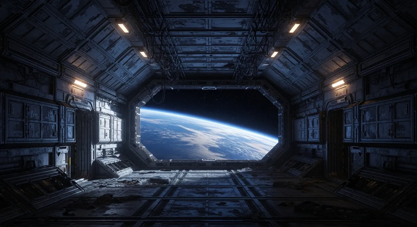 Panorámica de la estación lunar de Pragmata con la Tierra visible al fondo