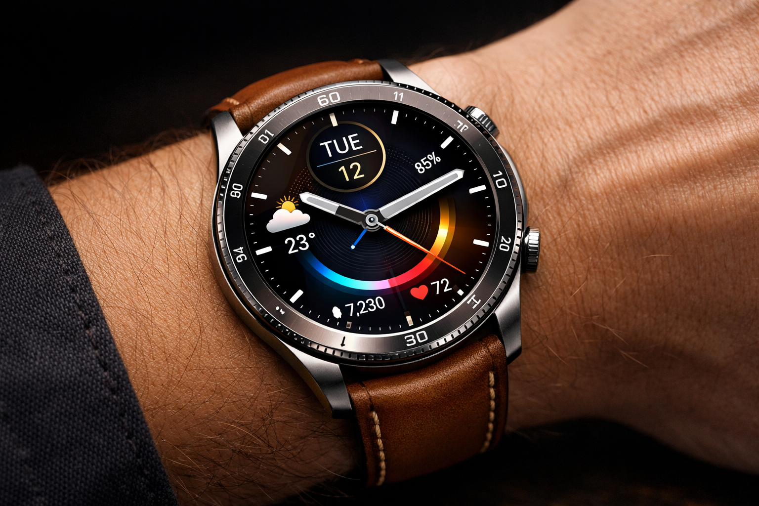 Samsung Galaxy Watch 9 con nueva corona giratoria y correa deportiva verde sobre fondo blanco