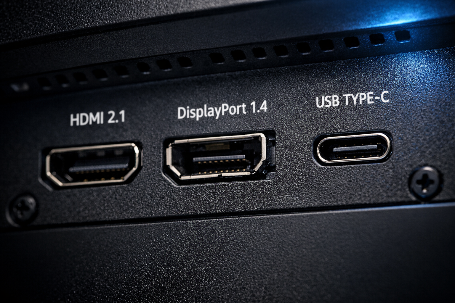 Samsung Odyssey OLED G9 G95SC puertos traseros conectividad HDMI 2.1 DisplayPort USB