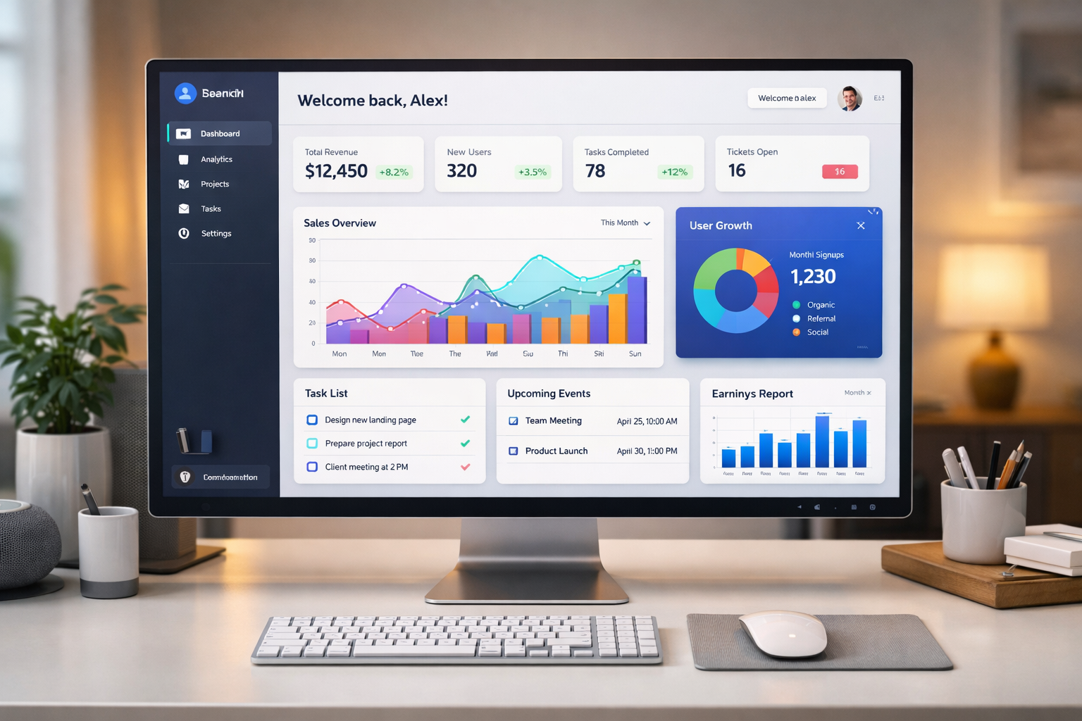 Resultado final de la landing page generada con v0 mostrando hero, bento grid y sección de precios