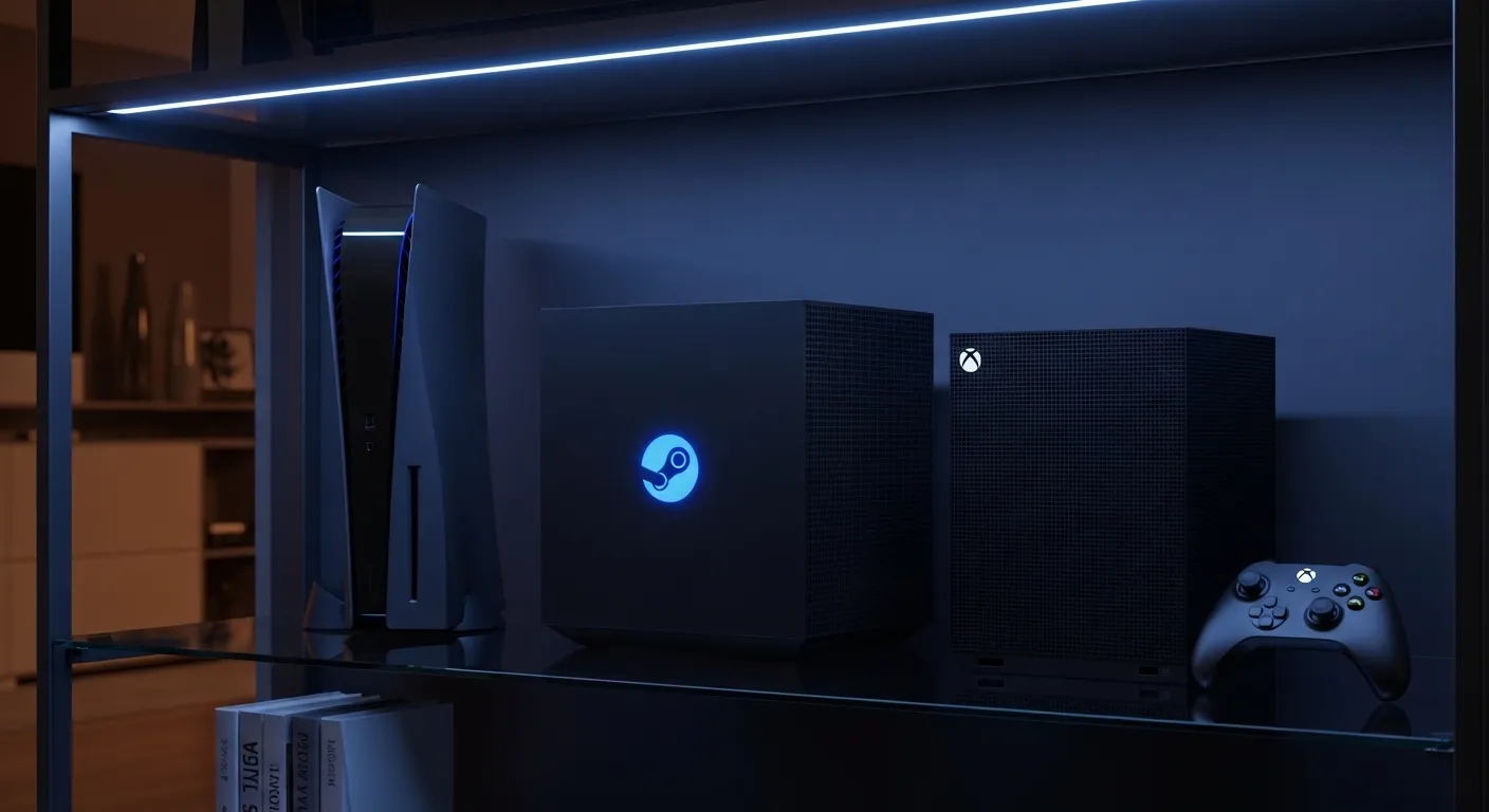 Comparación de tamaño y rendimiento entre Steam Machine, PS5 y Xbox Series X