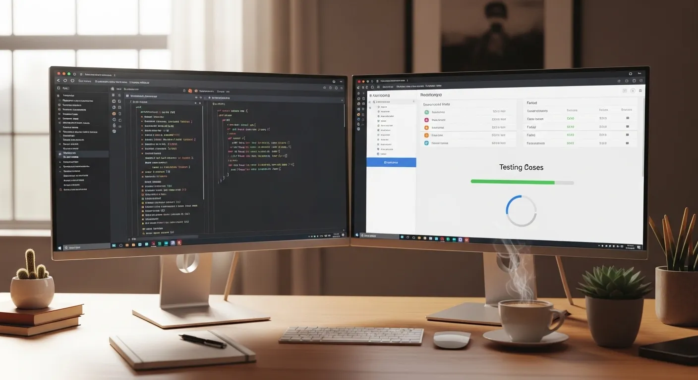 Persona usando vibe coding con buenas prácticas como Git y pruebas